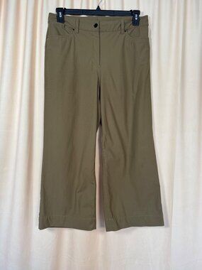 Lululemon City Sleek Wide Leg High Rise 7/8 Pants Womens 31 Green Sweat Wicking